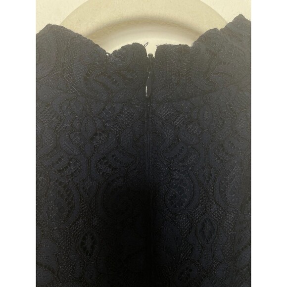 Vince Camuto Sz 14 Tie-Neck Lace Sheath Dress Navy Blue Sleeveless Zip Cocktail - Picture 15 of 16